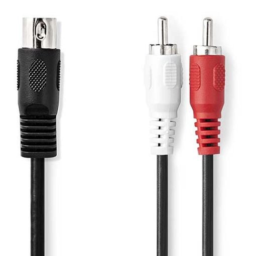 Εικόνα της Καλώδιο Nedis DIN 5-Pin Male to 2x RCA Male Nickel-Plated 1m Black CAGL20200BK10