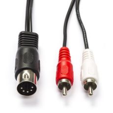 Εικόνα της Καλώδιο Nedis DIN 5-Pin Male to 2x RCA Male Nickel-Plated 1m Black CAGL20200BK10