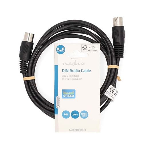 Εικόνα της Καλώδιο Nedis DIN 5-Pin Male to DIN 5-Pin Male Nickel-Plated 2m Black CAGL20000BK20