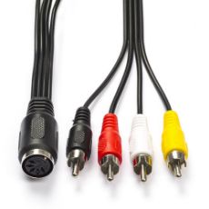 Εικόνα της Καλώδιο Nedis DIN 5-Pin Female to 4x RCA Male Nickel-Plated 0.2m Black CAGL20475BK02