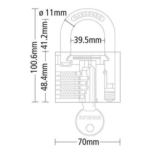 Εικόνα της Stanley Λουκέτο 70mm με 3 Κλειδιά Gold