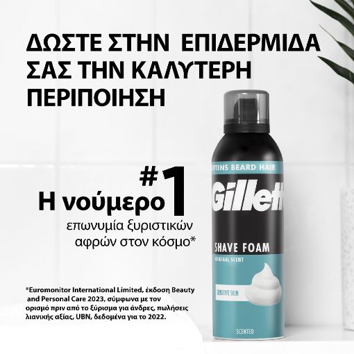 Εικόνα της Αφρός Ξυρίσματος Gillette Classic για Ευαίσθητες Επιδερμίδες 250ml
