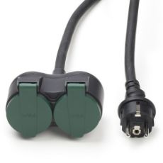 Εικόνα της Καλώδιο Προέκτασης Perel Type E/F to 2x Type F IP44 10m Black