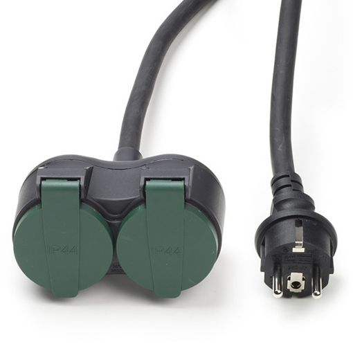 Εικόνα της Καλώδιο Προέκτασης Perel Type E/F to 2x Type F IP44 10m Black