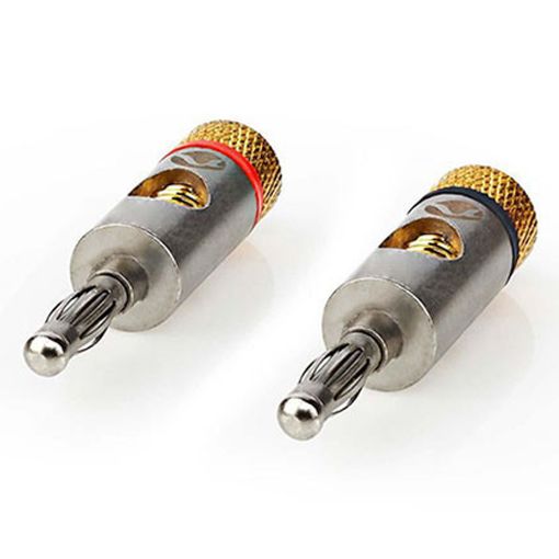 Εικόνα της Nedis Σετ Βύσματα Banana 3.0mm Gold-Plated 2τμχ Silver CATB26900GD