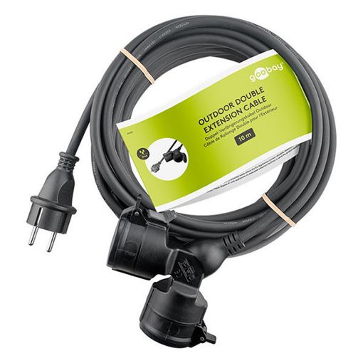 Εικόνα της Καλώδιο Προέκτασης Goobay 3x1.5mm² με 2x Type F IP44 10m Black 65435