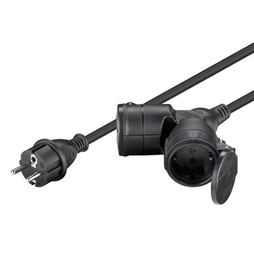 Εικόνα της Καλώδιο Προέκτασης Goobay 3x1.5mm² με 2x Type F IP44 10m Black 65435