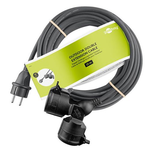 Εικόνα της Καλώδιο Προέκτασης Goobay 3x1.5mm² με 2x Type F IP44 25m Black 65436