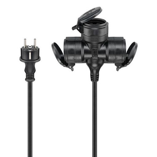 Εικόνα της Καλώδιο Προέκτασης Goobay 3x1.5mm² με 3x Type F IP44 5m Black 65437