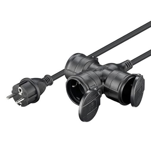 Εικόνα της Καλώδιο Προέκτασης Goobay 3x1.5mm² με 3x Type F IP44 10m Black 65438