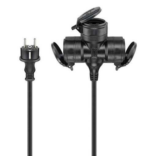 Εικόνα της Καλώδιο Προέκτασης Goobay 3x1.5mm² με 3x Type F IP44 10m Black 65438