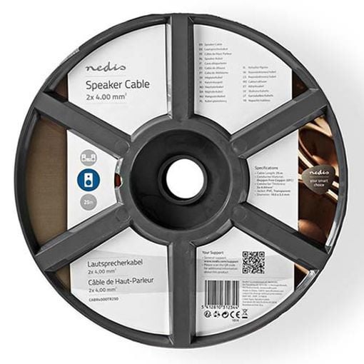 Εικόνα της Καλώδιο Ηχείου Nedis 2x4mm² σε Καρούλι 25m Transparent CABR4000TR250