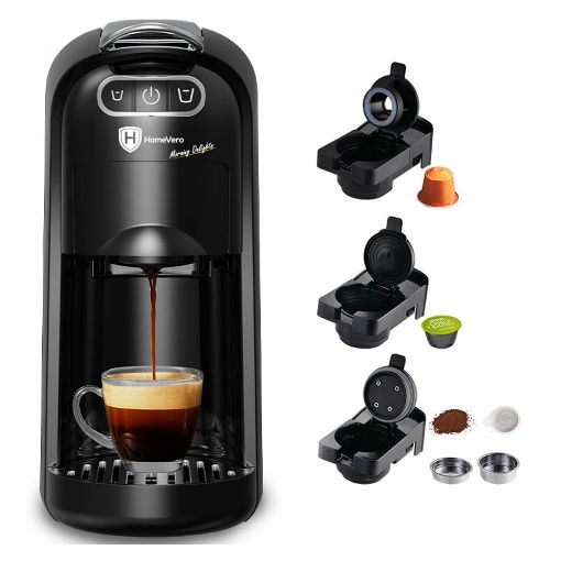 Εικόνα της Μηχανή Espresso HomeVero 3-in-1 για Αλεσμένο Καφέ & Κάψουλες 700ml 1400W Black HV-CMB1400
