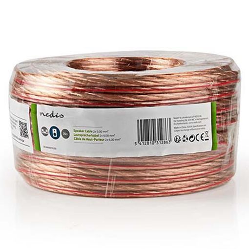 Εικόνα της Καλώδιο Ηχείου Nedis 2x6mm² Flexible 25m Transparent CAGW6000TR250