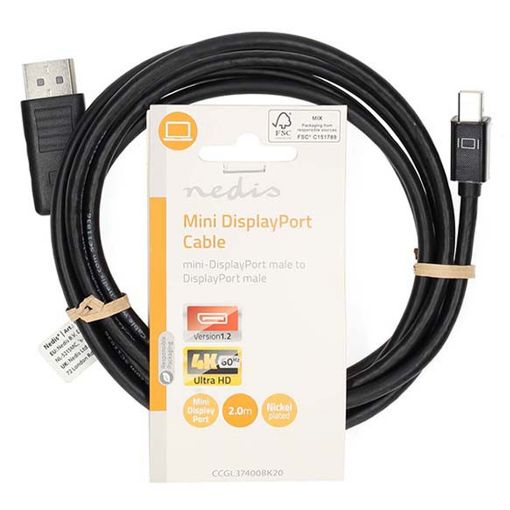 Εικόνα της Καλώδιο Nedis Mini DisplayPort to DisplayPort 4K@60Hz 2m Black CCGL37400BK20