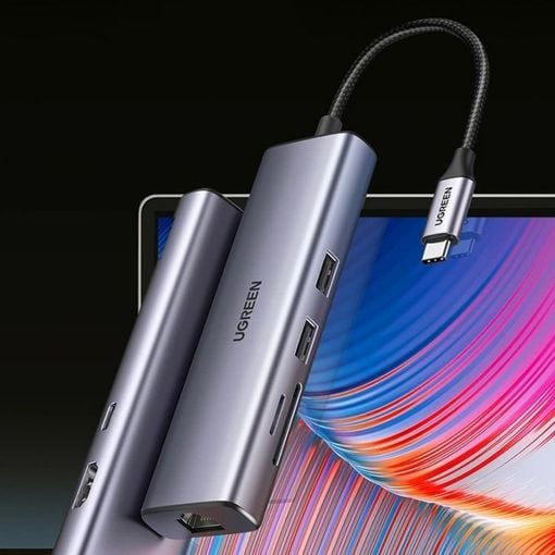 Εικόνα της Docking Station Ugreen CM512 7in1 USB-C 4K 60Hz 100W Gray 60515
