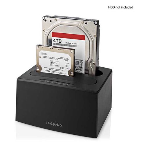 Εικόνα της Clone & Docking Station Nedis για 2 Δίσκους SATA 2.5" / 3.5" USB 3.2 Gen1 Black HDDUDB3210BK