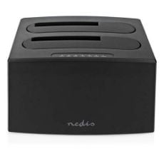 Εικόνα της Clone & Docking Station Nedis για 2 Δίσκους SATA 2.5" / 3.5" USB 3.2 Gen1 Black HDDUDB3210BK