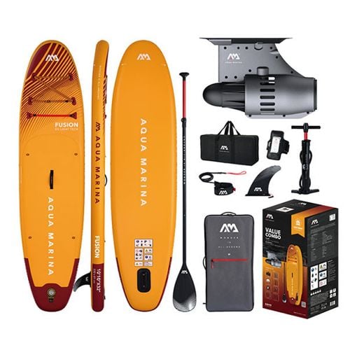 Εικόνα της Φουσκωτή Σανίδα iSUP Aqua Marina Fusion Combo με Αποσπώμενο Ηλεκτρικό Πτερύγιο BlueDrive S 330x81x15cm Πορτοκαλί BT-23FUPFS