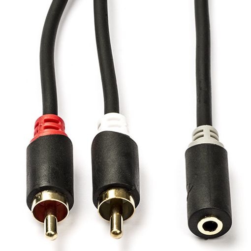 Εικόνα της Καλώδιο Nedis 2x RCA Male to 3.5mm Mini Jack Female Stereo 0.2m Black CABP22255AT02