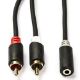 Εικόνα της Καλώδιο Nedis 2x RCA Male to 3.5mm Mini Jack Female Stereo 0.2m Black CABP22255AT02