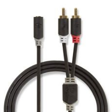 Εικόνα της Καλώδιο Nedis 2x RCA Male to 3.5mm Mini Jack Female Stereo 0.2m Black CABP22255AT02