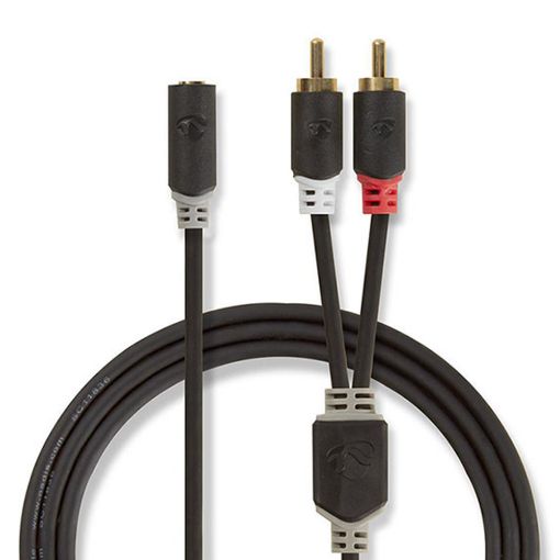 Εικόνα της Καλώδιο Nedis 2x RCA Male to 3.5mm Mini Jack Female Stereo 0.2m Black CABP22255AT02