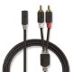 Εικόνα της Καλώδιο Nedis 2x RCA Male to 3.5mm Mini Jack Female Stereo 0.2m Black CABP22255AT02