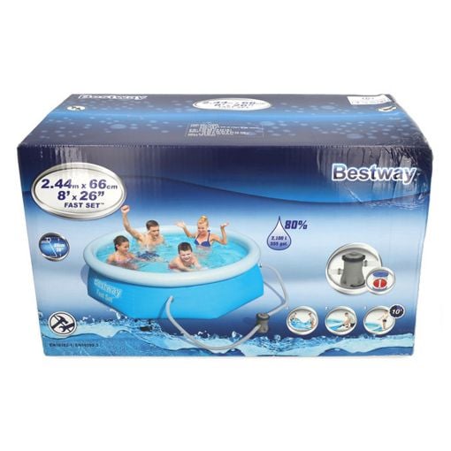 Εικόνα της Παιδική Πισίνα Bestway Fast Set Φουσκωτή 244 x 66 cm Μπλε/Λευκή 57268