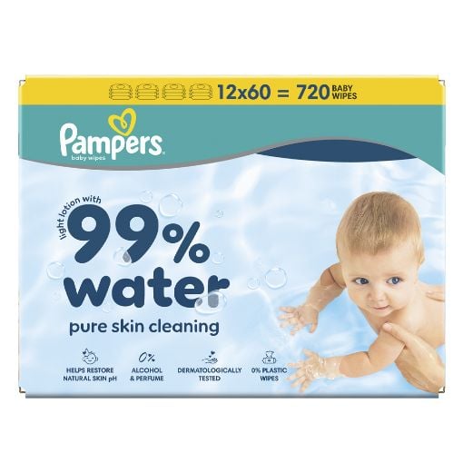 Εικόνα της Μωρομάντηλα Pampers 99% Water 12x60τμχ