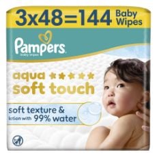 Εικόνα της Μωρομάντηλα Pampers Aqua Soft Touch 3x48τμχ