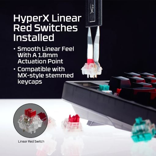 Εικόνα της Πληκτρολόγιο HyperX Origins 2 1800 RGB Hot-Swappable Linear Red Switches (US) Black B4QS4AA