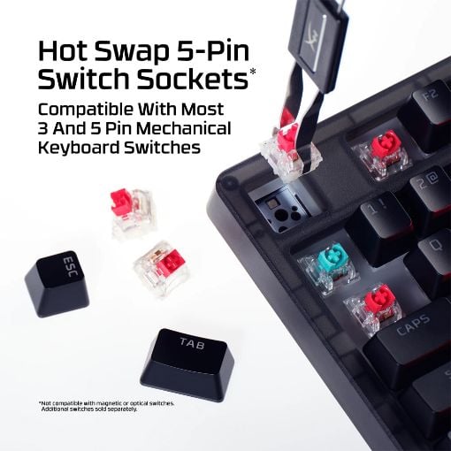 Εικόνα της Πληκτρολόγιο HyperX Origins 2 1800 RGB Hot-Swappable Linear Red Switches (US) Black B4QS4AA