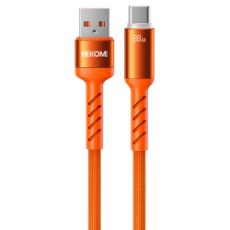 Εικόνα της Καλώδιο WK USB-A Male to USB-C Male 88W LED 1.2m Orange WDC-C13a