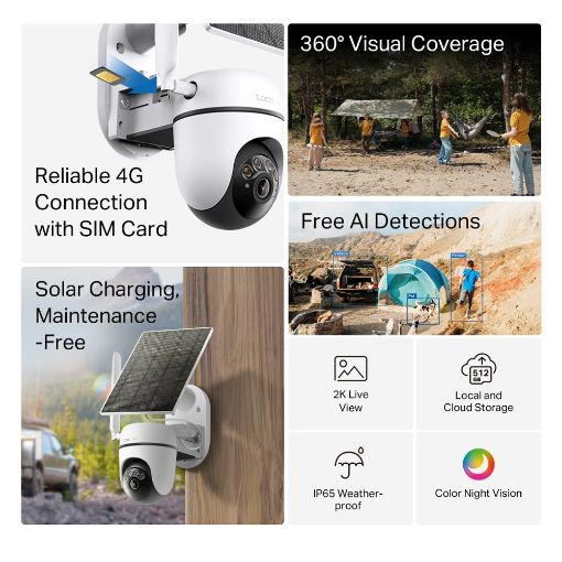 Εικόνα της Outdoor Wireless IP Camera TP-Link Tapo C615G Kit 4G Pan/Tilt with Solar Panel