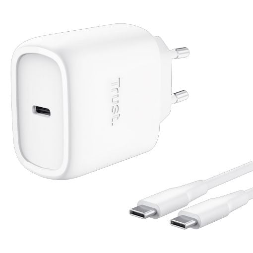 Εικόνα της Φορτιστής Trust Maxo GAN PD USB-C 45W με Καλώδιο White 25522