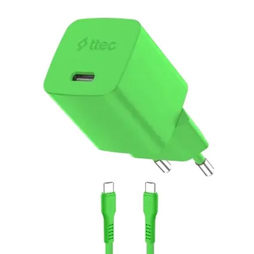 Εικόνα της Φορτιστής TTEC GAN PD USB-C 45W με Καλώδιο 1.2m Neon Green 2SCG45CNY