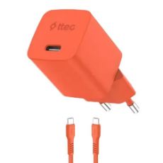Εικόνα της Φορτιστής TTEC GAN PD USB-C 45W με Καλώδιο 1.2m Neon Orange 2SCG45CNT