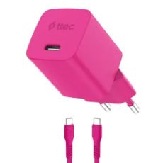 Εικόνα της Φορτιστής TTEC GAN PD USB-C 45W με Καλώδιο 1.2m Neon Pink 2SCG45CNP