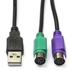 Εικόνα της Καλώδιο Nedis USB-A Male to Dual PS/2 Female 0.3m Black CCGB60830BK03
