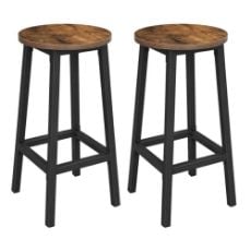 Εικόνα της Vasagle Σετ Μεταλλικά Σκαμπό Bar 32 x 32 x 65 cm Μαύρο/Καφέ LBC32X