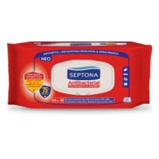 Εικόνα της Αντισηπτικά Υγρά Μαντηλάκια Septona Antibacterial με 75% Οινόπνευμα 60τμχ
