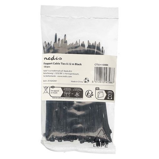 Εικόνα της Δεματικά Καλωδίων Nedis Tie Wrap 120 x 3 mm 100τμχ Black CTS04100BK