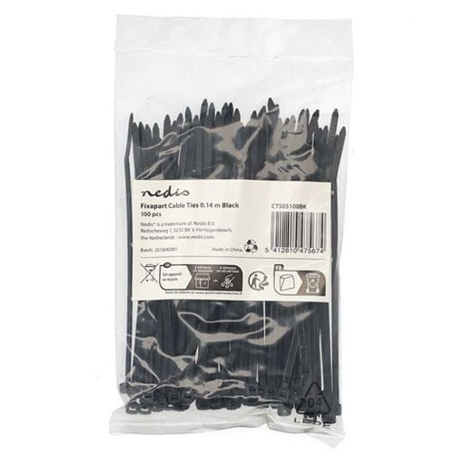 Εικόνα της Δεματικά Καλωδίων Nedis Tie Wrap 140 x 4 mm 100τμχ Black CTS05100BK