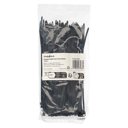 Εικόνα της Δεματικά Καλωδίων Nedis Tie Wrap 200 x 4 mm 100τμχ Black CTS06100BK