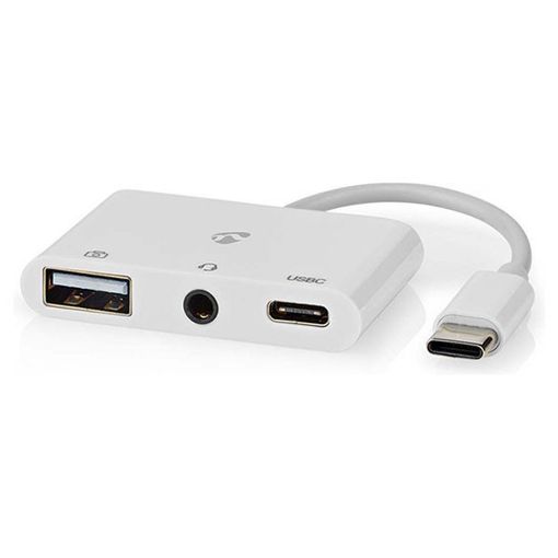 Εικόνα της Adapter Nedis USB-C to USB-C & USB-A & 3.5mm 0.1m White CCGB64790WT01