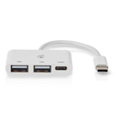 Εικόνα της Adapter Nedis USB-C Male to USB-C Female & 2x USB-A Female 0.1m White CCGB64785WT01
