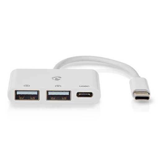 Εικόνα της Adapter Nedis USB-C Male to USB-C Female & 2x USB-A Female 0.1m White CCGB64785WT01