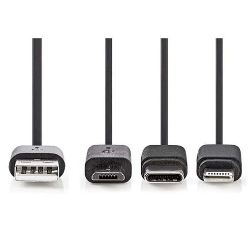 Εικόνα της Καλώδιο Nedis USB-A Male to USB-C / Micro-USB / Lightning 100W 1m Black CCGL60620BK10