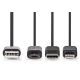 Εικόνα της Καλώδιο Nedis USB-A Male to USB-C / Micro-USB / Lightning 100W 1m Black CCGL60620BK10